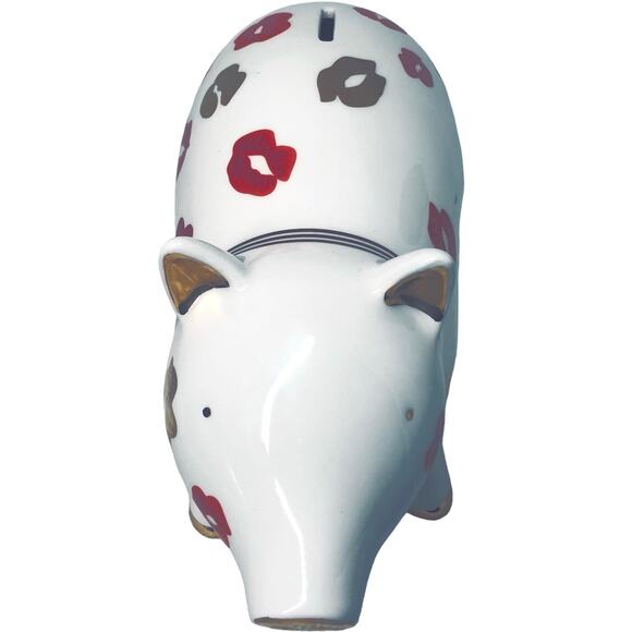Henri Bendel “Pucker Up” Discontinued Lipstick Kisses Porcelain Piggy Bank - Picture 3 of 12